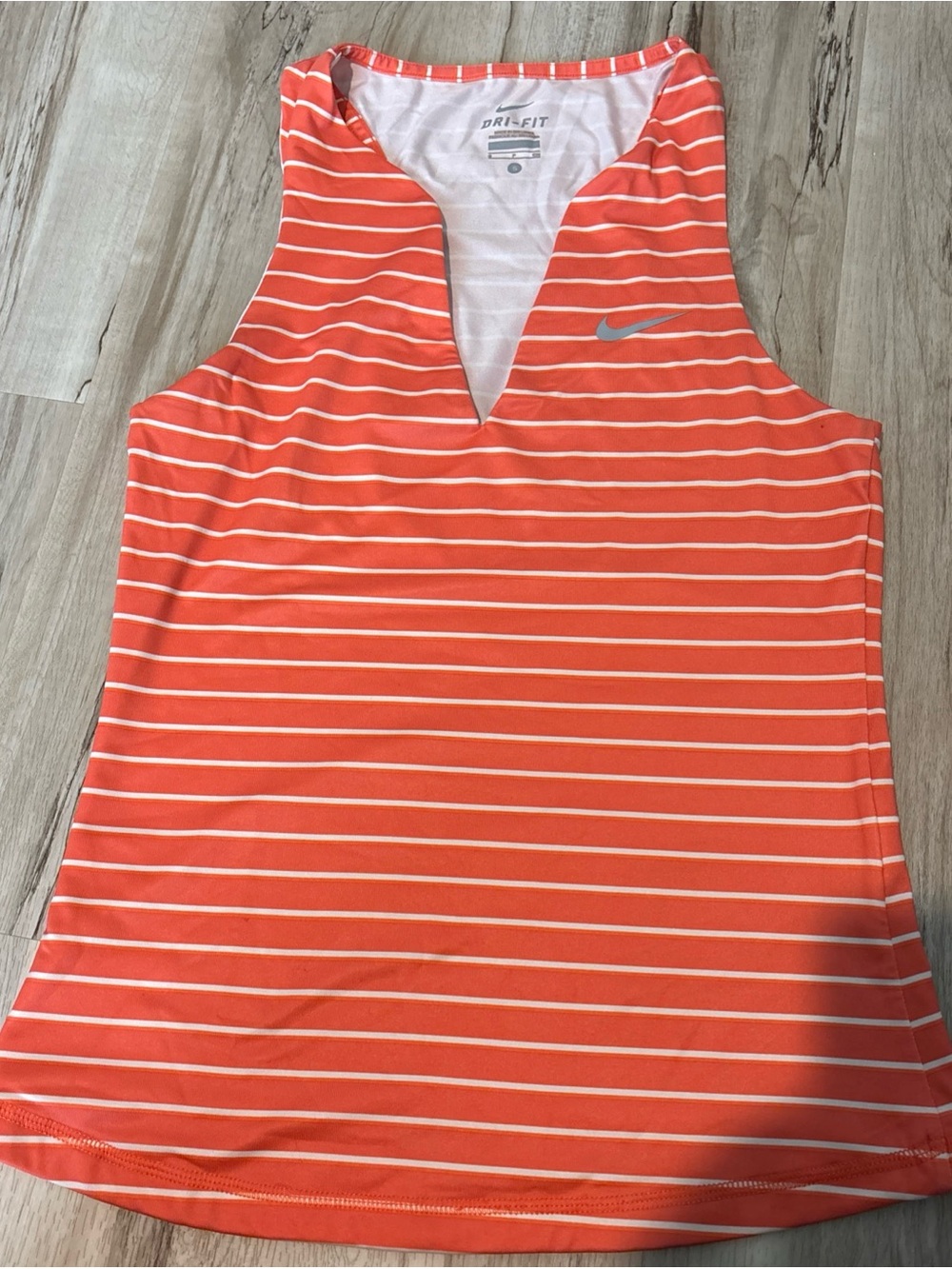 Nike Orange and White Striped Performance Tank